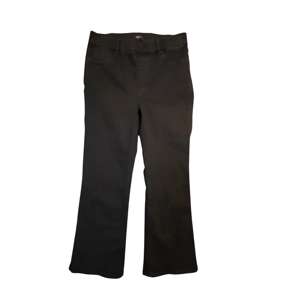 Quince Nina Pull-On Stretch Kick Flare Jeans Womens Large Raven Black High Rise